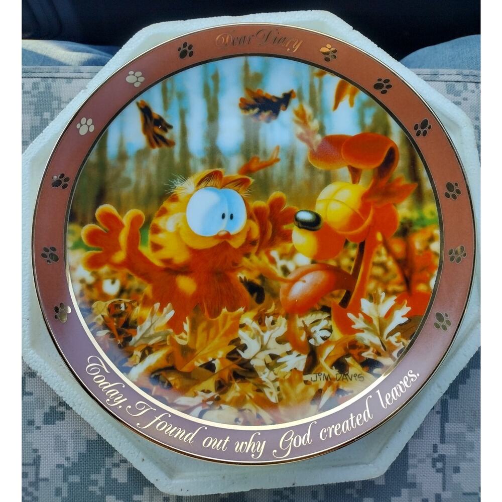 GOD CREATED LEAVES JIM DAVIS GARFIELD COLLECTOR'S EDITION 8" PLATE DANBURY MINT